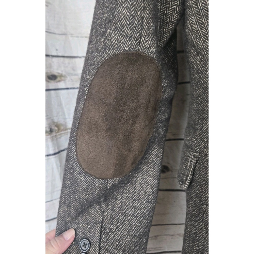 Banana Republic Safari & Travel Co Tweed Blazer 4 Herringbone Elbow Patch Wool - Picture 5 of 10